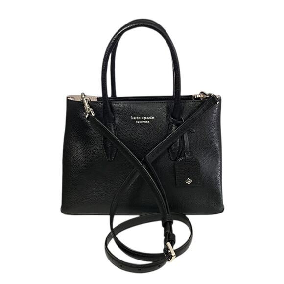 Kate Spade Eva Small Top Zip Satchel Black Tote Crossbody Removable Strap Charm - Picture 14 of 14